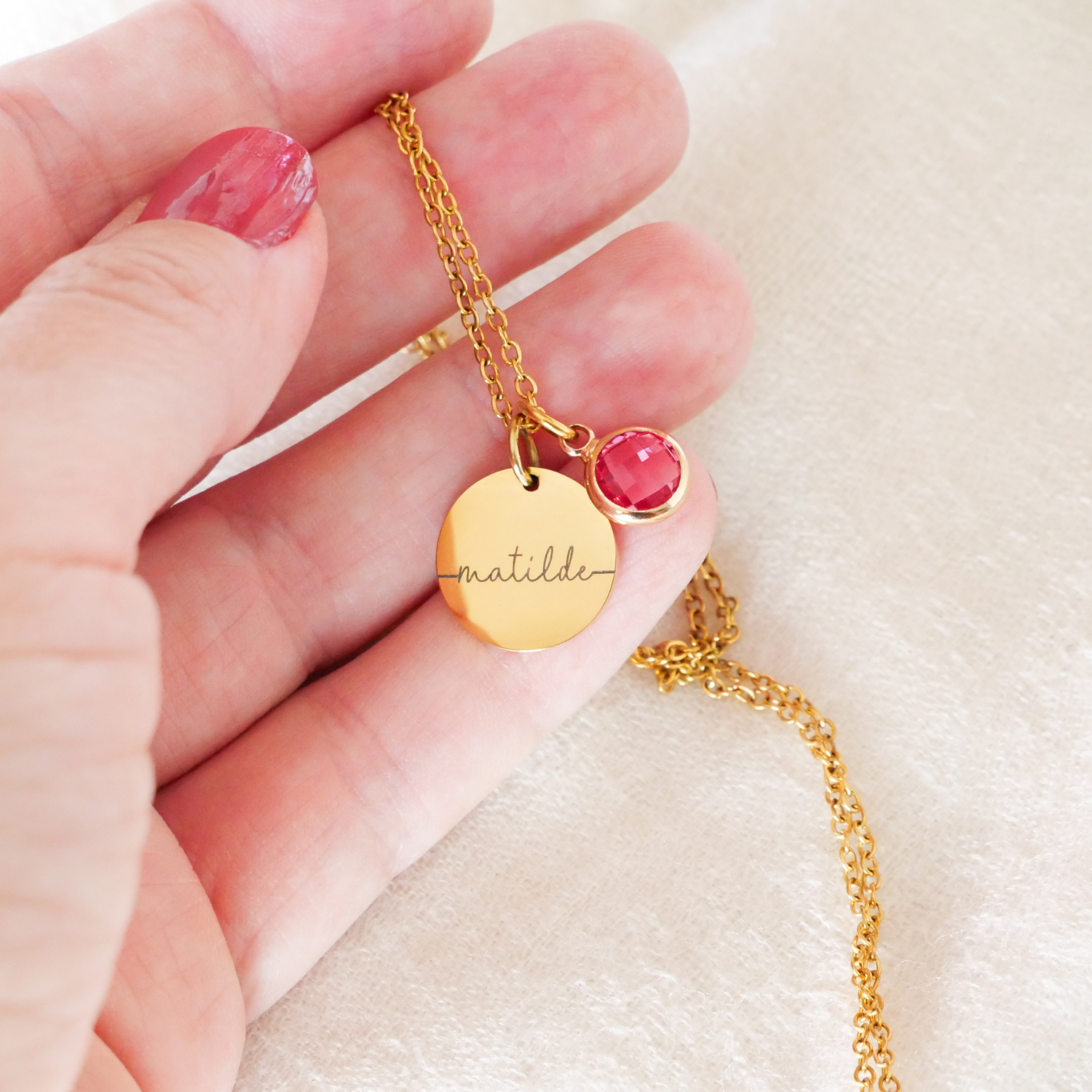 Myria™ - Collana personalizzabile con nome e pietra del mese di nascita
