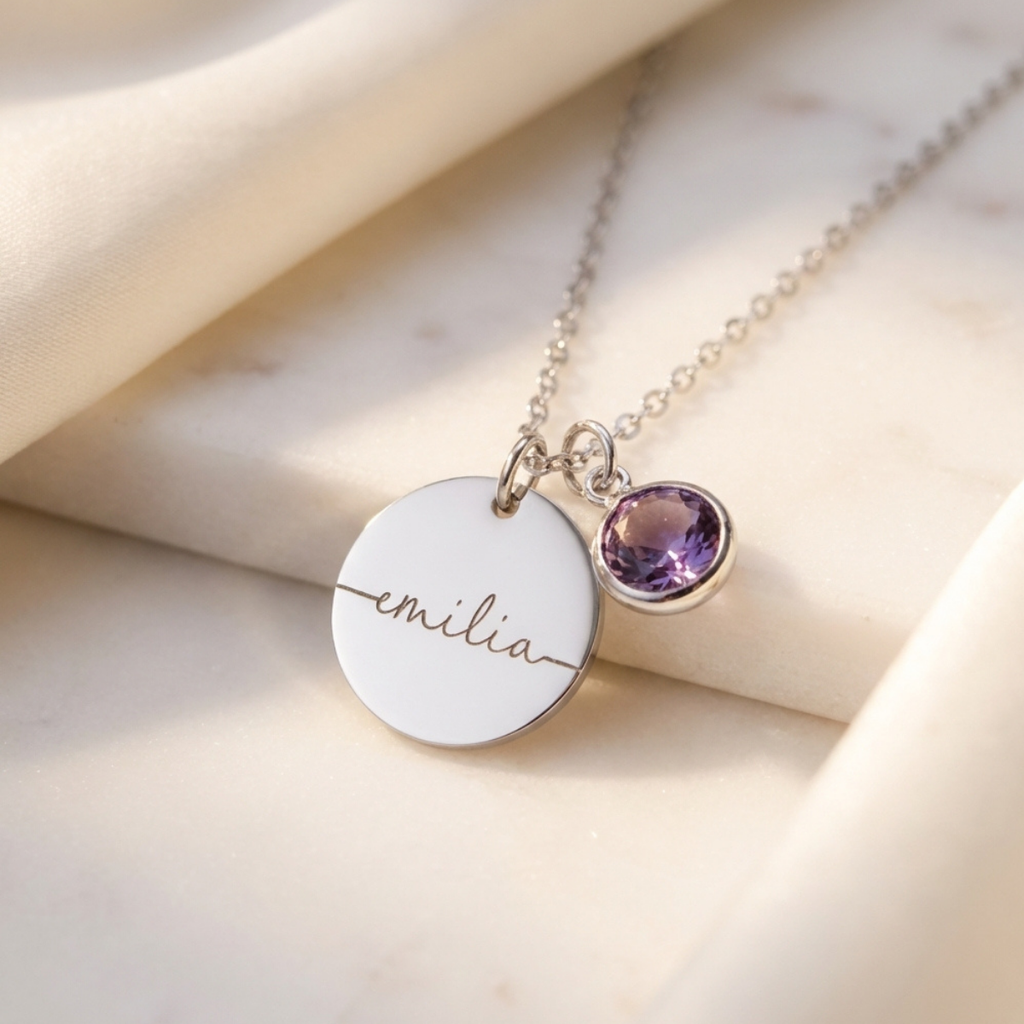 Myria™ - Collana personalizzabile con nome e pietra del mese di nascita