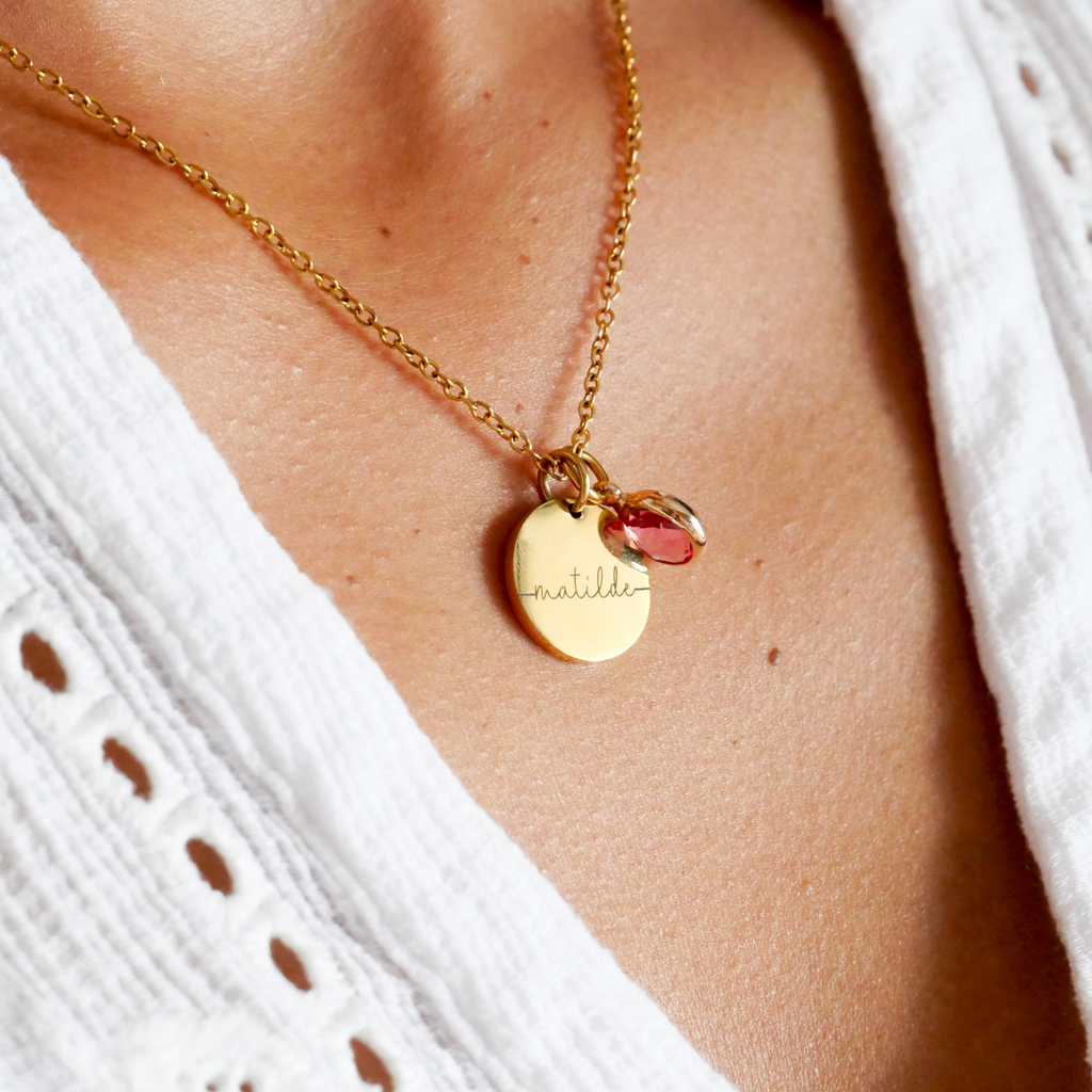 Myria™ - Collana personalizzabile con nome e pietra del mese di nascita