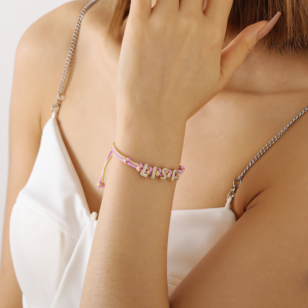 Shine™ - Bracciale personalizzato con lettere con zirconi