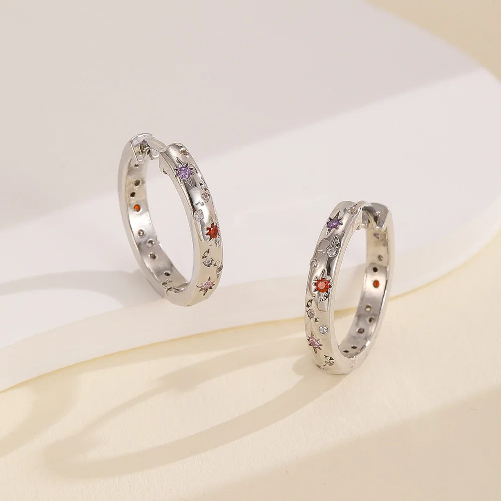 Orecchini Galaxy oro o argento con zirconi colorati