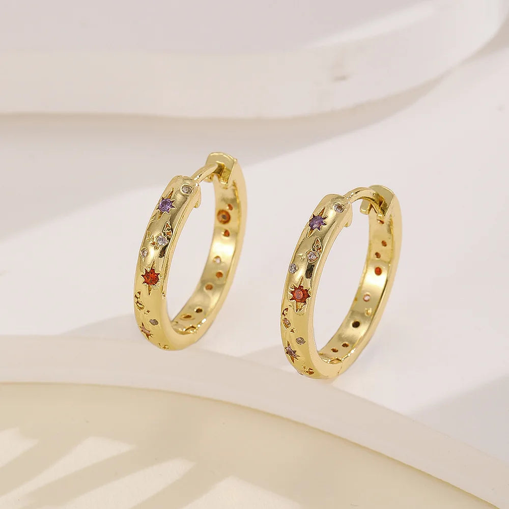 Orecchini Galaxy oro o argento con zirconi colorati