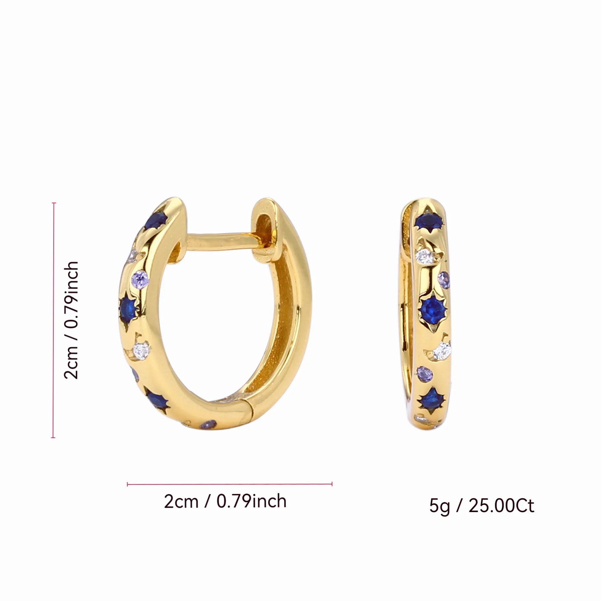 Orecchini Galaxy oro o argento con zirconi colorati