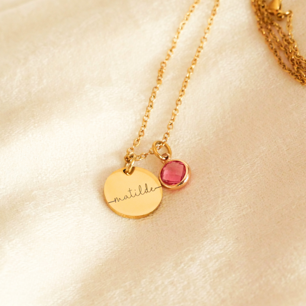 Myria™ - Collana personalizzabile con nome e pietra del mese di nascita