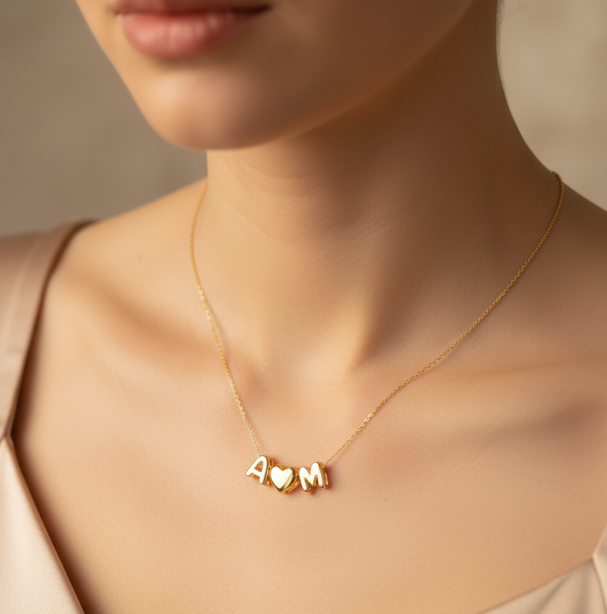 Collana Bubble personalizzabile con una o più lettere e simboli