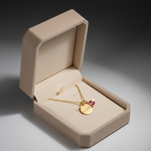 Cofanetto Luxury in velluto color champagne per collana (vuoto)