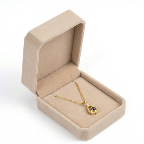 Cofanetto Luxury in velluto color champagne per collana (vuoto)