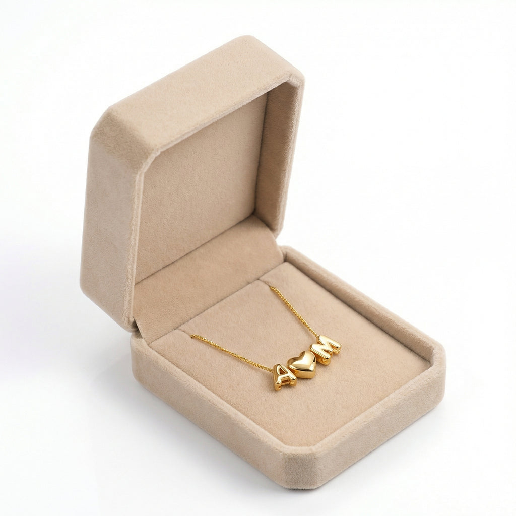 Cofanetto Luxury in velluto color champagne per collana (vuoto)