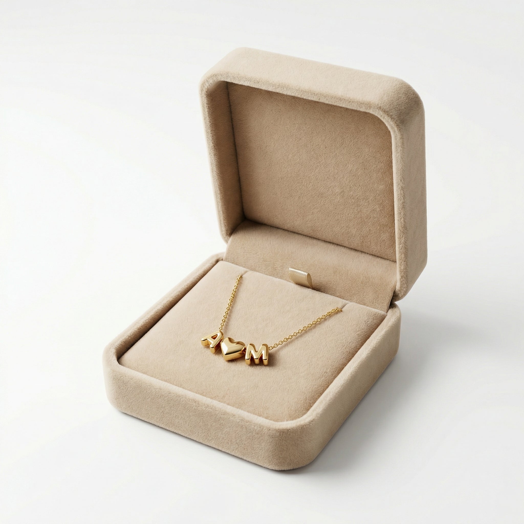 Cofanetto Luxury in velluto color champagne per collana (vuoto)