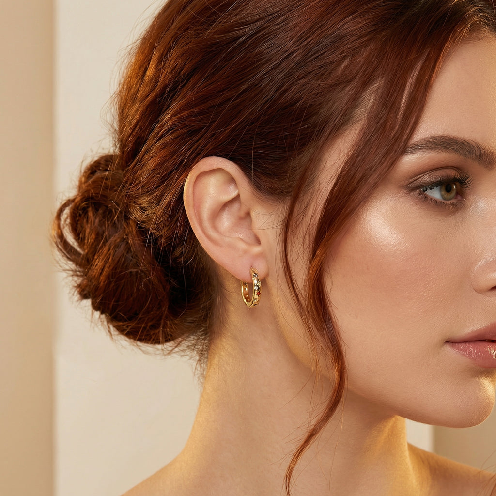 Orecchini Galaxy oro o argento con zirconi colorati