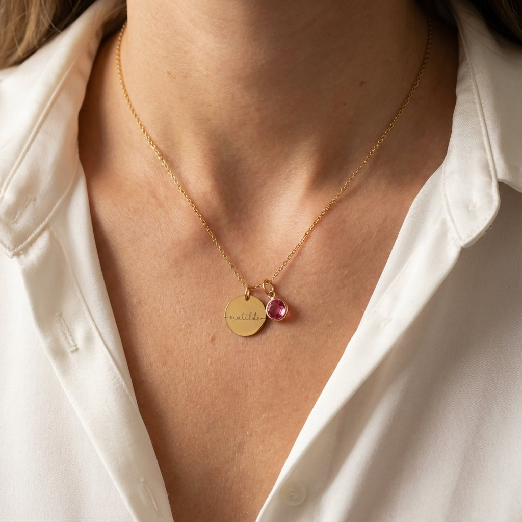 Myria™ - Collana personalizzabile con nome e pietra del mese di nascita