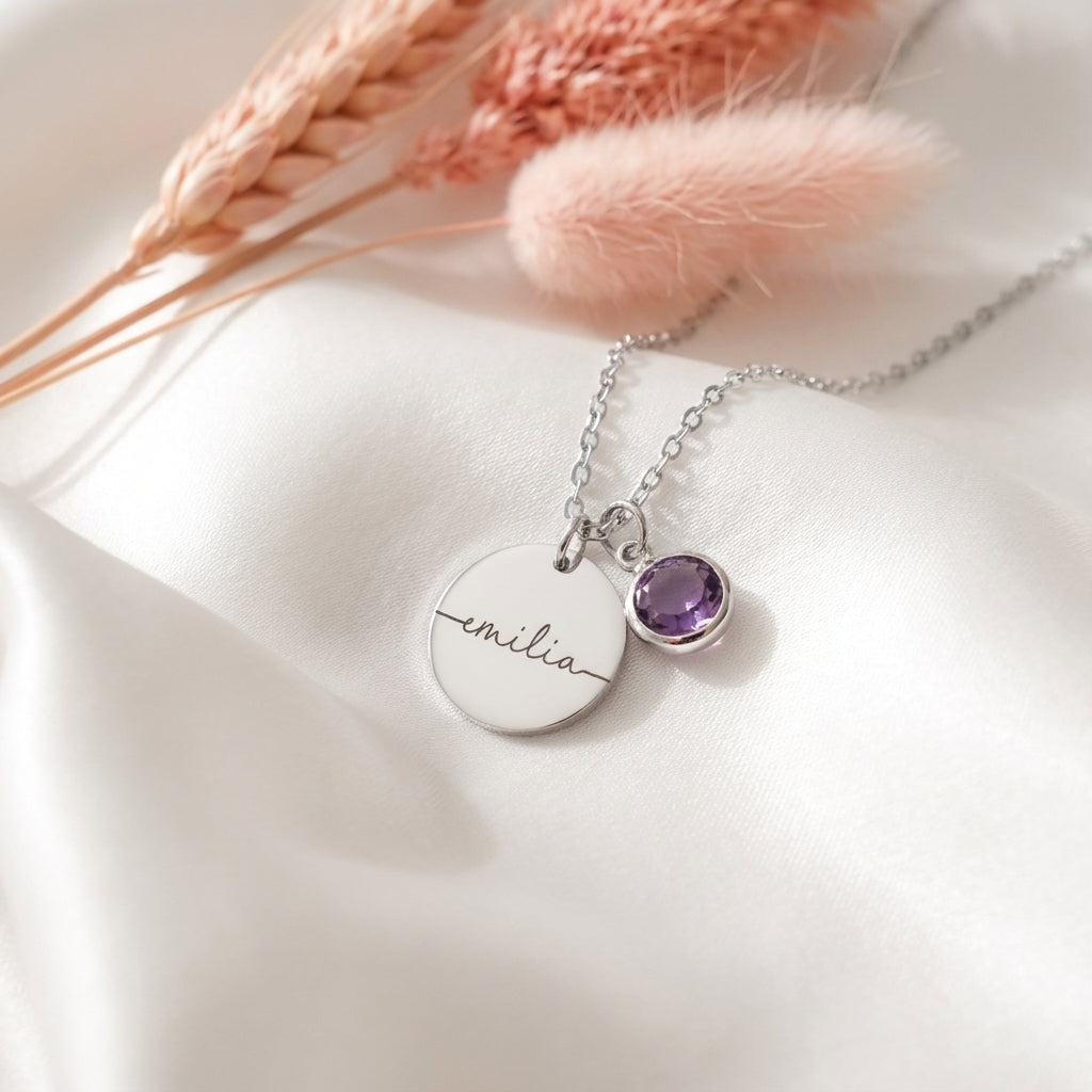 Myria™ - Collana personalizzabile con nome e pietra del mese di nascita