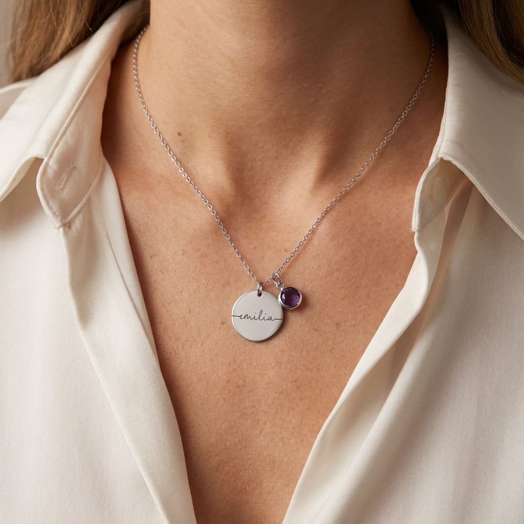 Myria™ - Collana personalizzabile con nome e pietra del mese di nascita