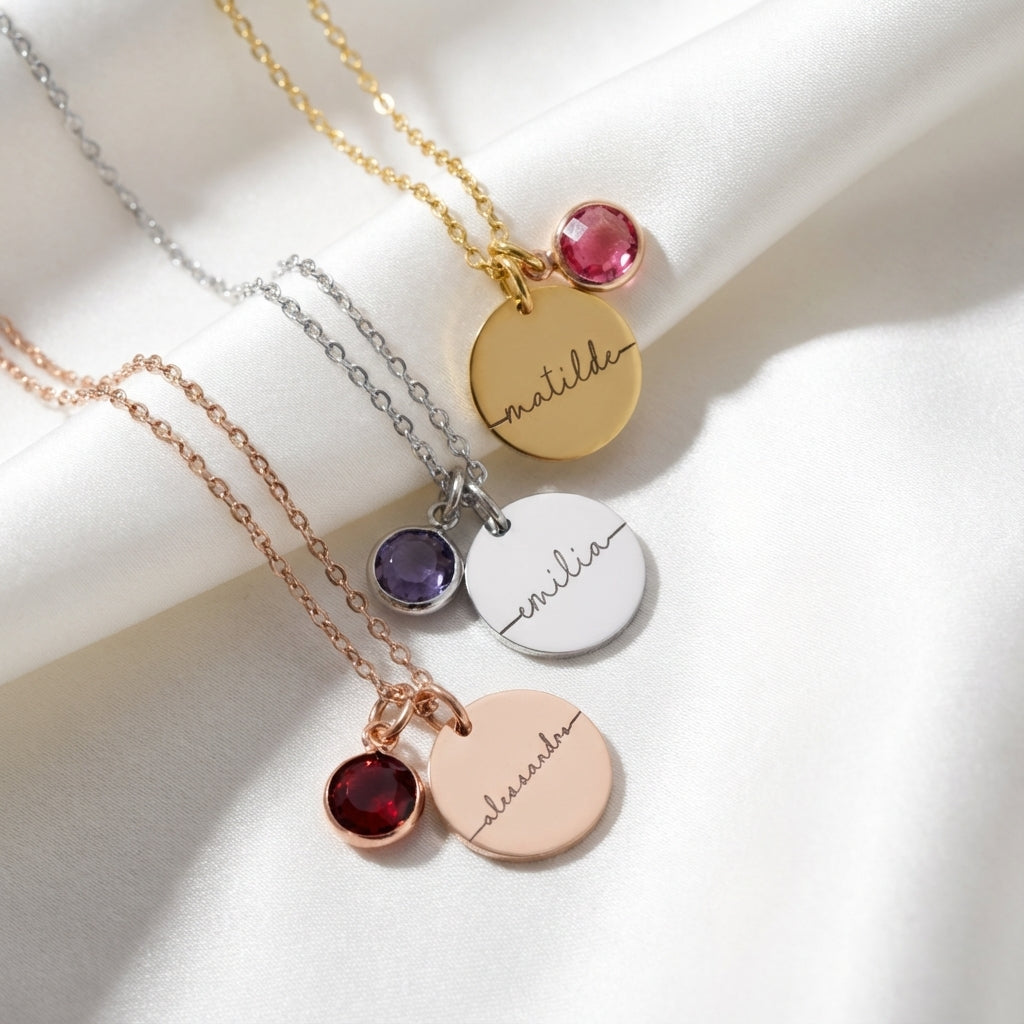 Myria™ - Collana personalizzabile con nome e pietra del mese di nascita