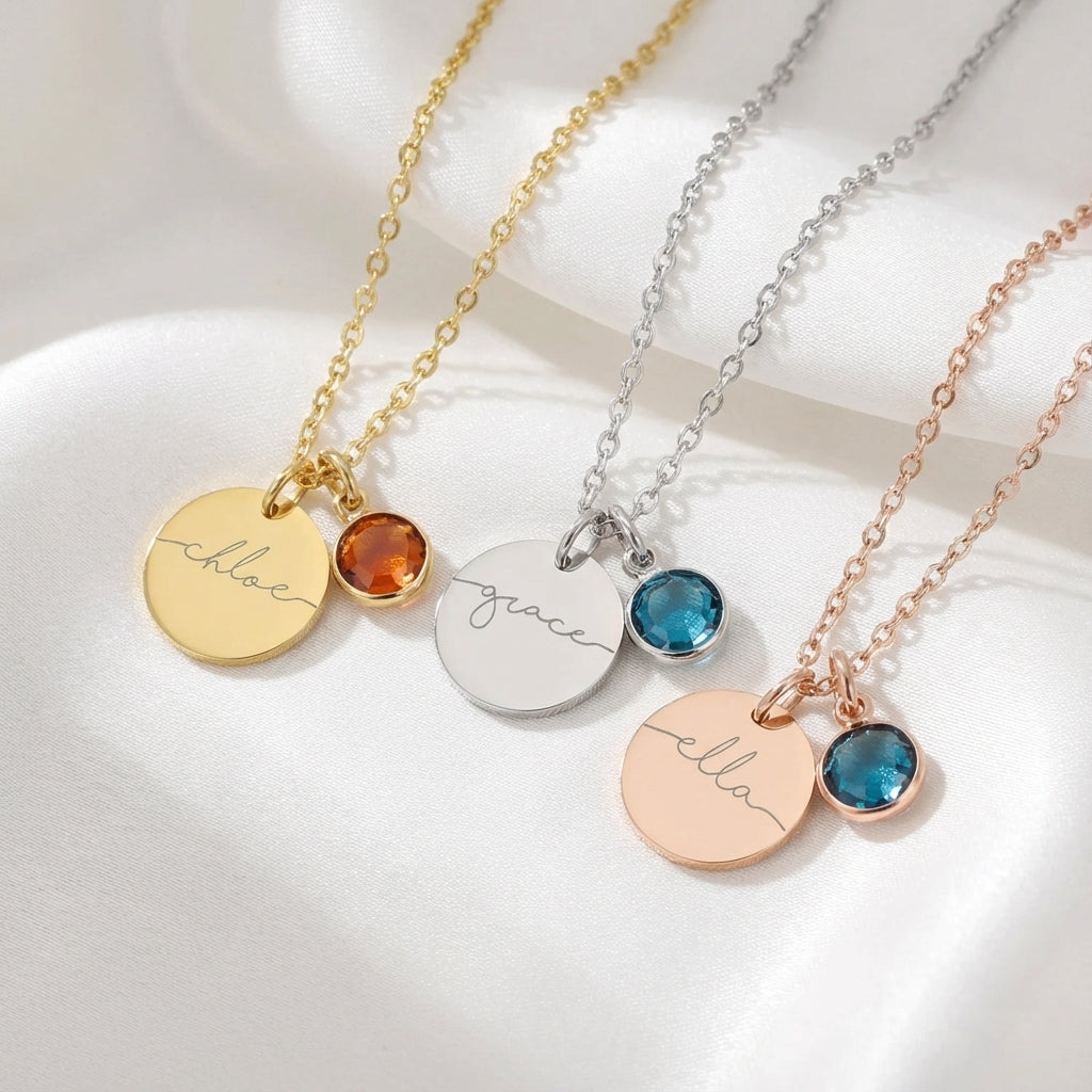 Myria™ - Collana personalizzabile con nome e pietra del mese di nascita