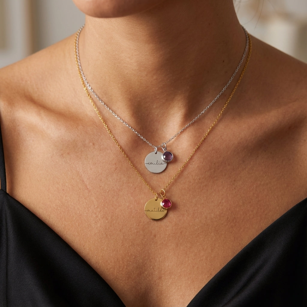 Myria™ - Collana personalizzabile con nome e pietra del mese di nascita
