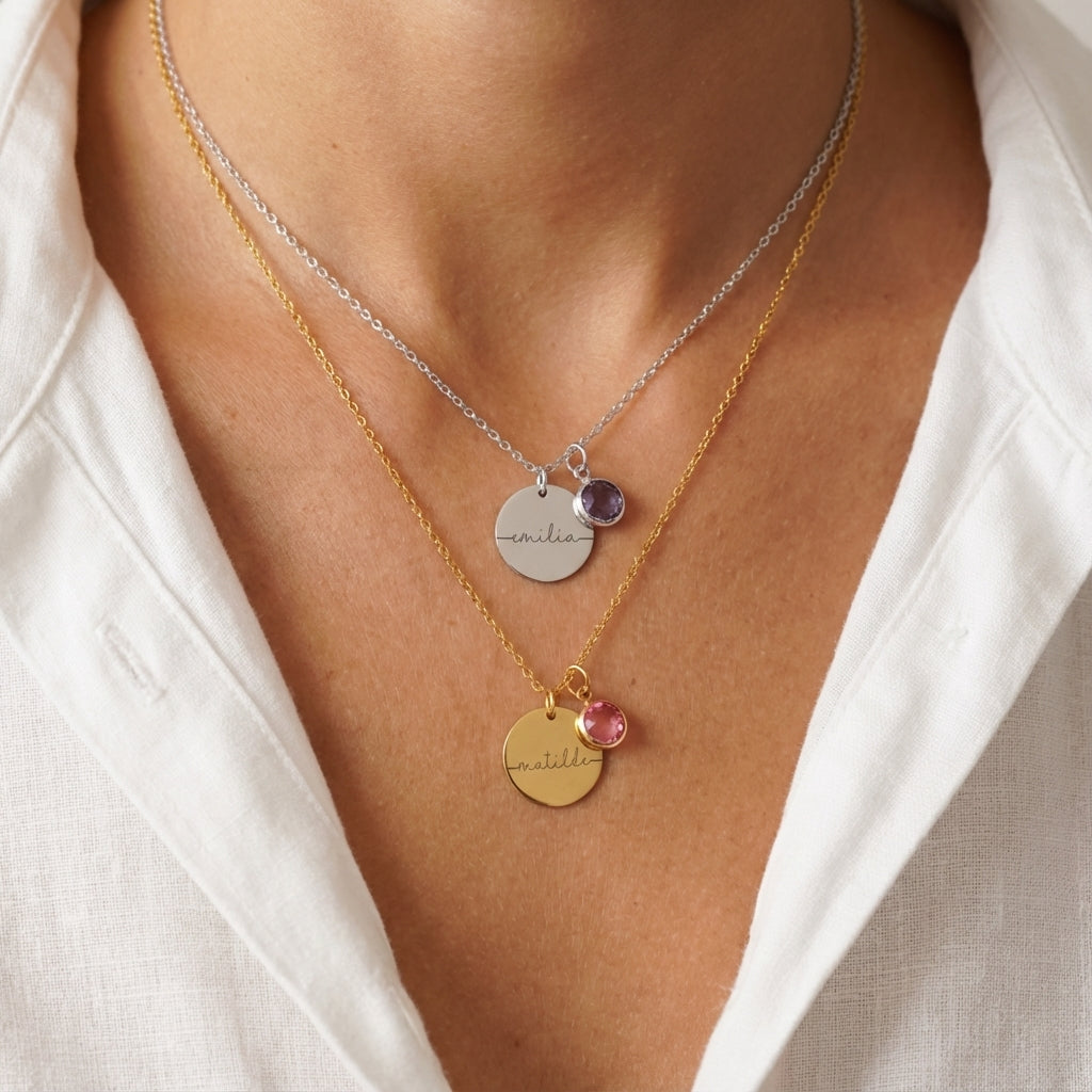 Myria™ - Collana personalizzabile con nome e pietra del mese di nascita