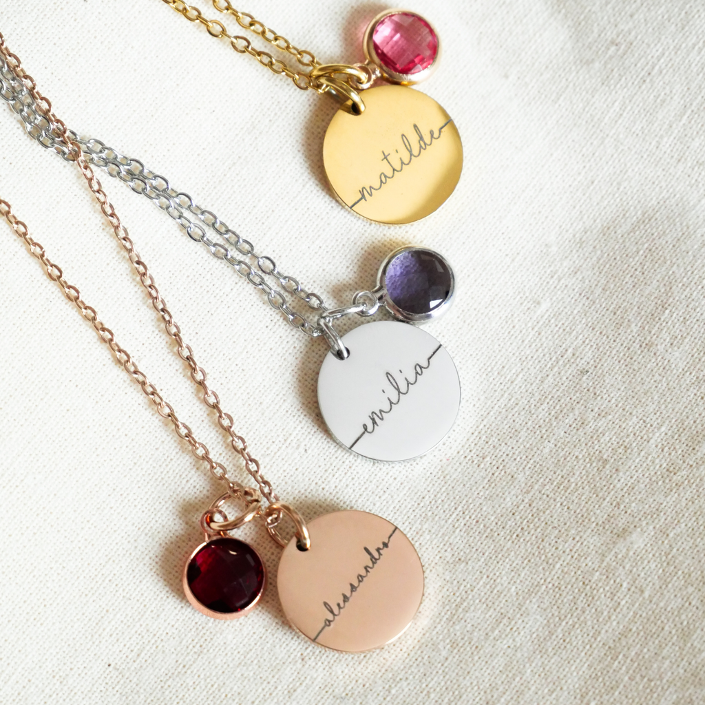 Myria™ - Collana personalizzabile con nome e pietra del mese di nascita