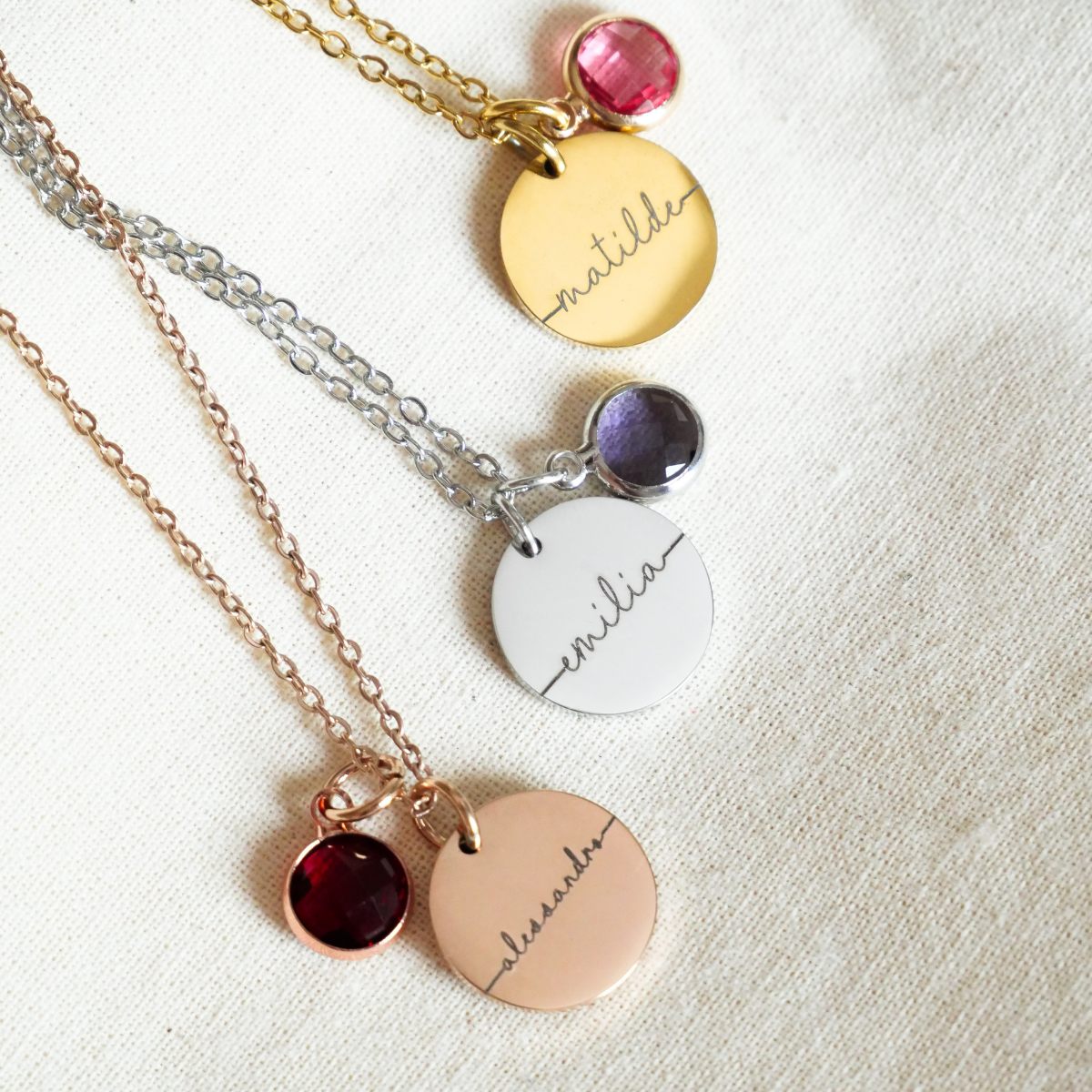 Myria™ - Collana personalizzabile con nome e pietra del mese di nascita