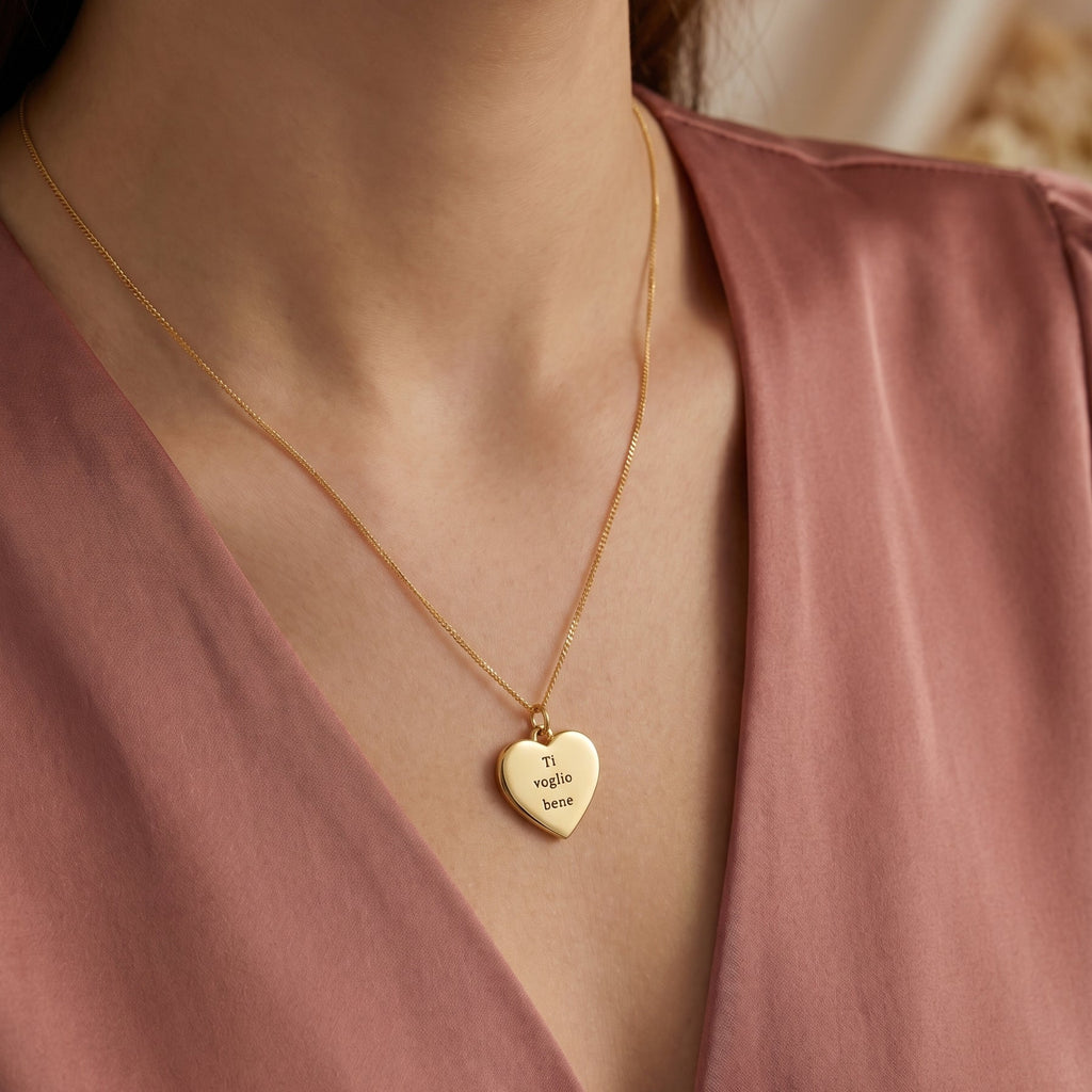 Alma™ - Collana a forma di cuore personalizzabile con testo inciso
