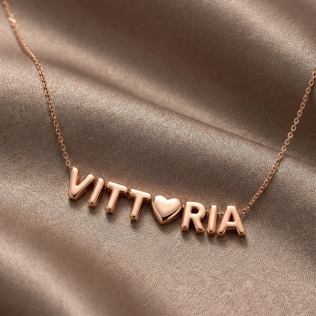 BUNDLE Bubble™ - Collana + bracciale personalizzabili con una o più lettere e cuore