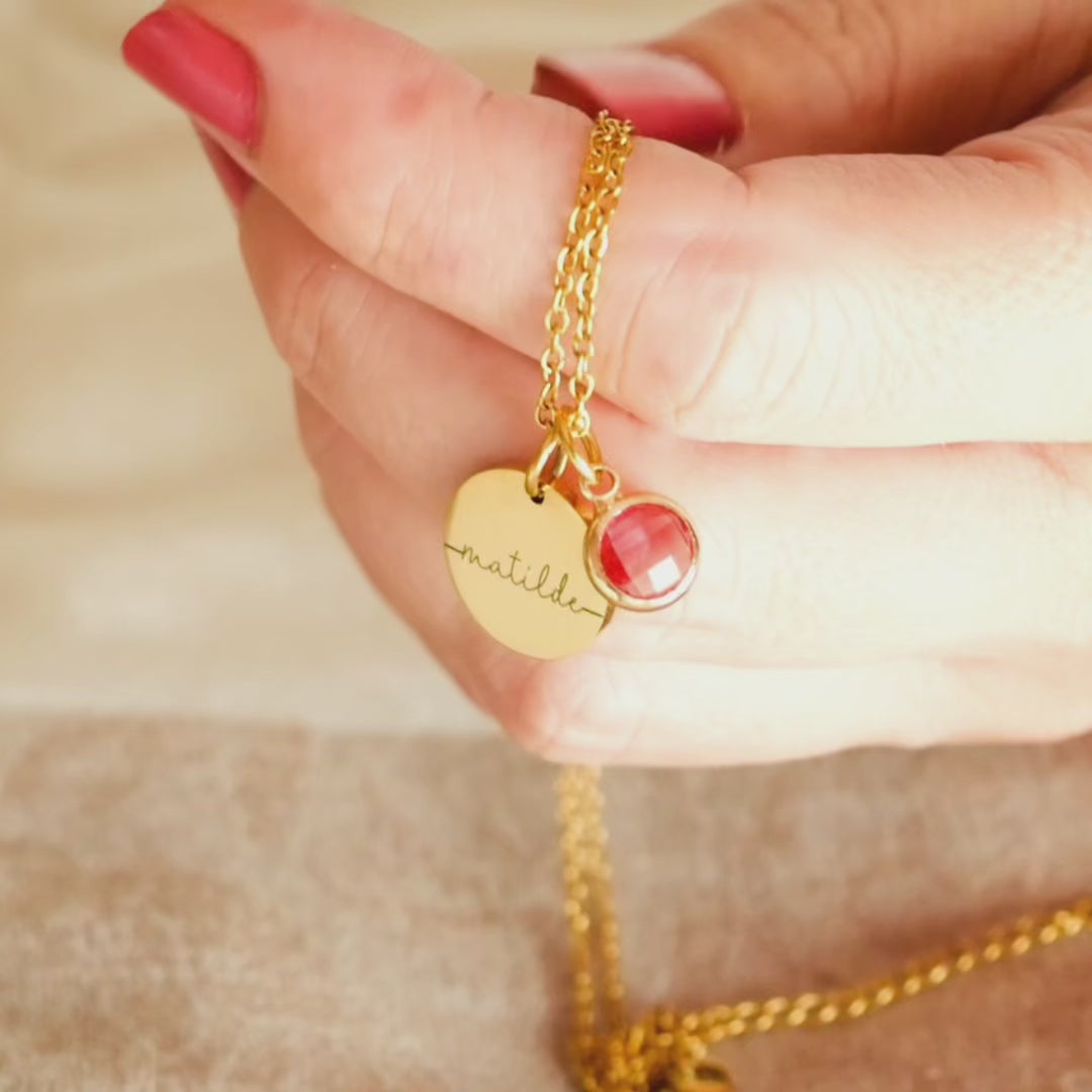 Myria™ - Collana personalizzabile con nome e pietra del mese di nascita